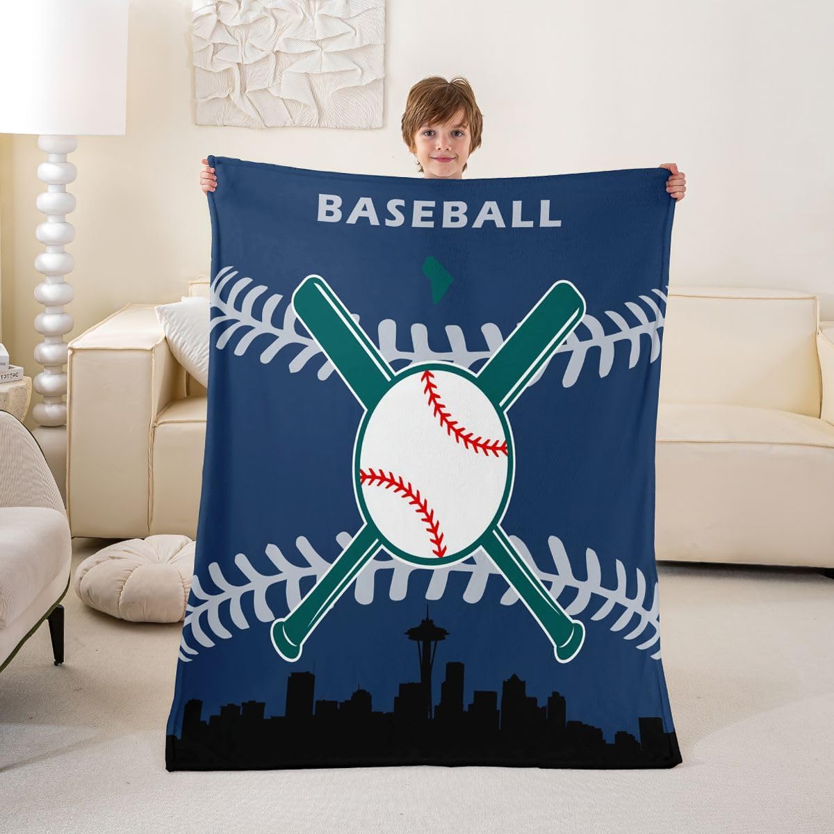 Erosebridal Basebal Team Flannel Blanket Twin 60x80 inch for Boys Youth Men,Kids Baseball Bed Blanket for Gift,Retro Sports Throw Blanket,Ball Bat Patchwork Fleece Blanket for Living Room