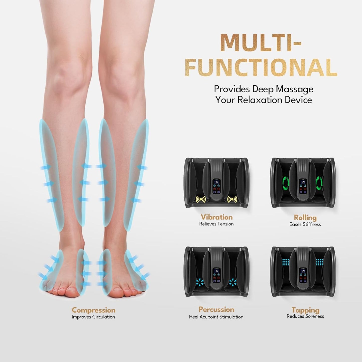 SUMELL Foot Massager with Heat & Ice Therapy, Shiatsu Foot Massager with Compression, Deep Kneading for Plantar Fasciitis, Neuropathy, Circulation, Pain Relief, Father's Day Gift