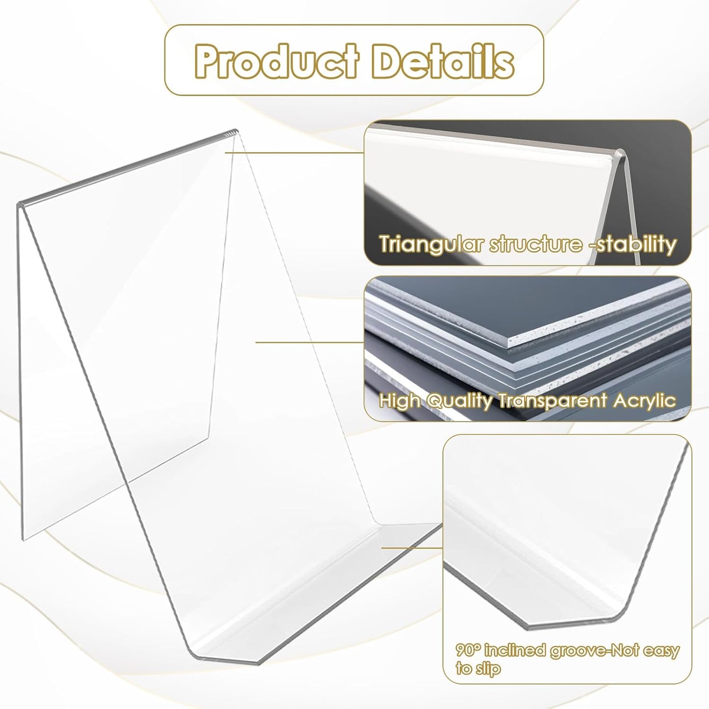 12 Pcs Acrylic Book Display Stand, 6‘’ x 4‘’ Clear Book Display Acrylic Display Easel Transparent Display Stand Holder for Displaying Books, Pictures, Notebooks, CDs