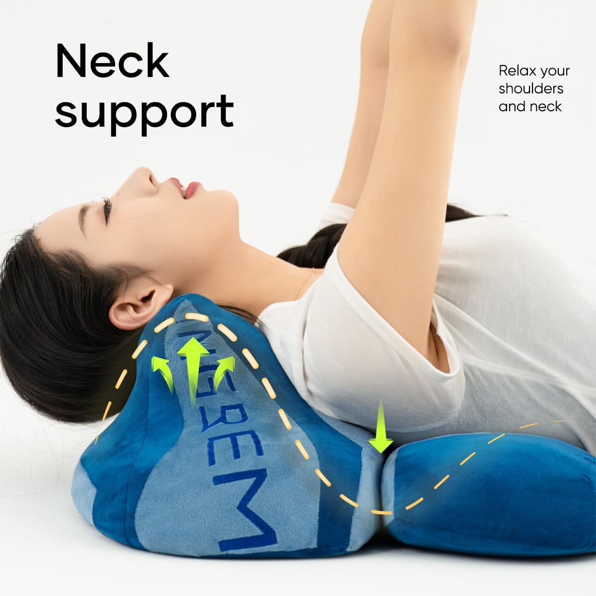 INGREM Multi Functional Memory Sponge Pillow, Relaxing Shoulders and Neck, Relieving Shoulder and Neck Fatigue, Ergonomically Designed, Suitable for Standing, Sitting, and Llying Down (Blue)