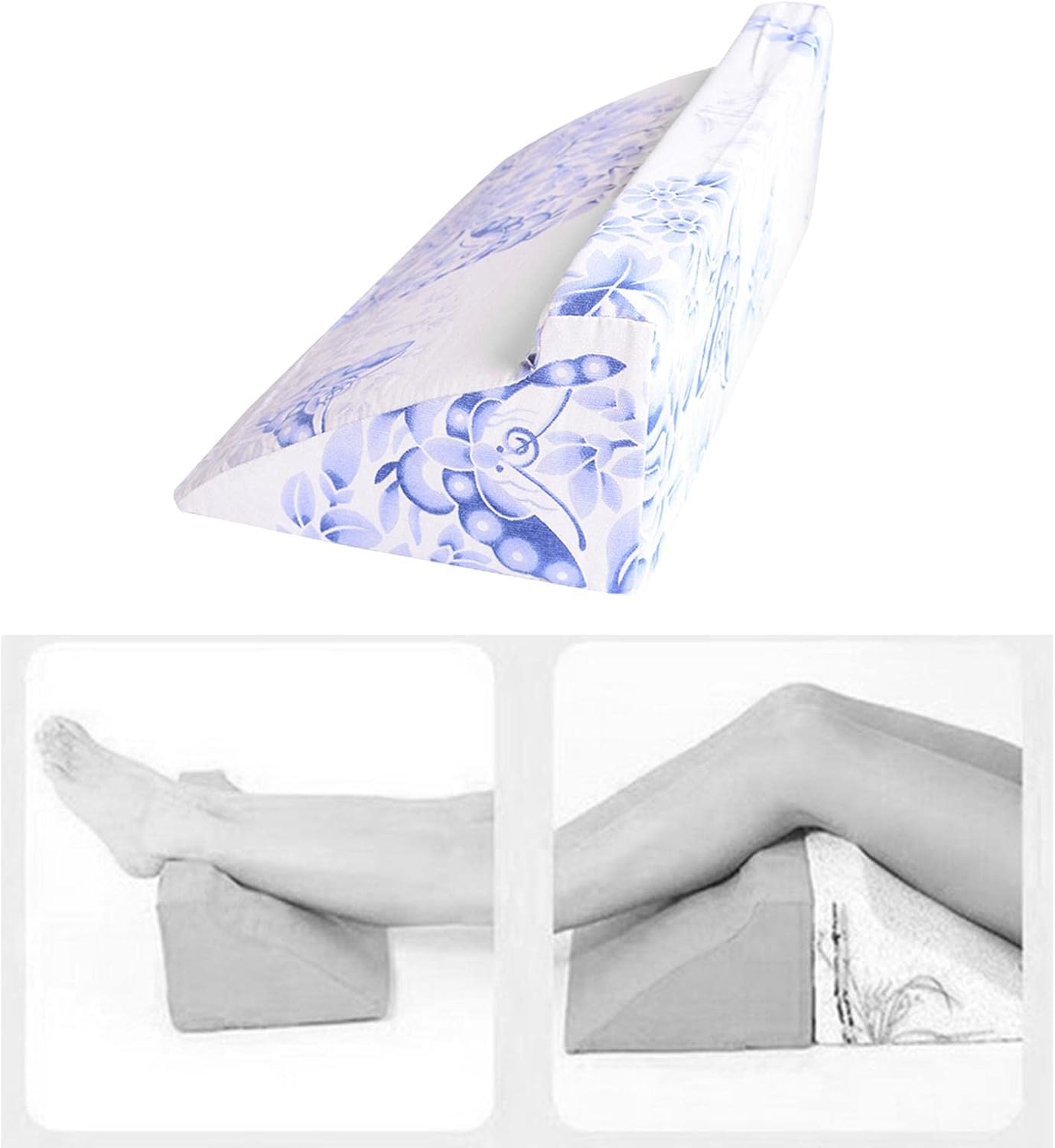 Adjustable Wedge Pillow for Back and Leg Support | Post Surgery Leg Elevation Pillow | Ankle Support Wedge Pillow for Reading and Snoring | Washable Cover | - Blue