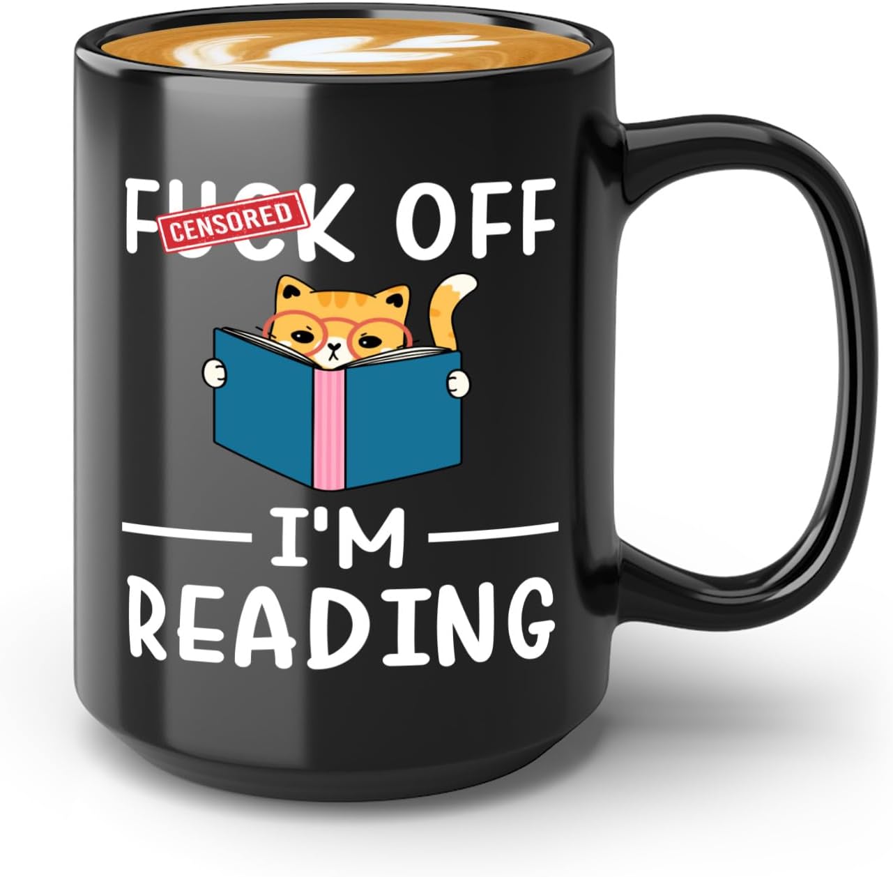 Sarcasm Coffee Mug 15oz Black -I'm reading - Book Lover Gift Student Bookman Nerd Bookworm Fiction Novel