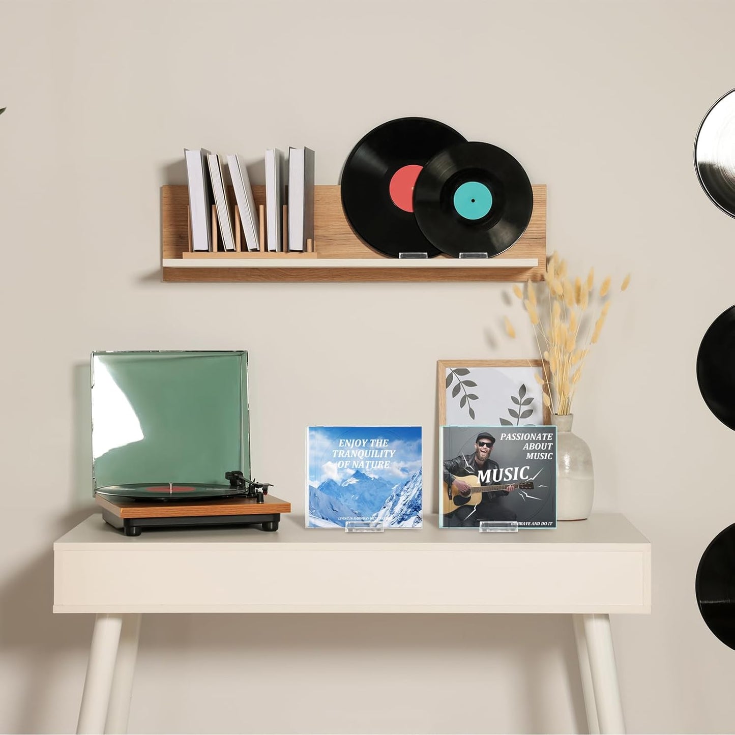 Marsui 6 Pack Acrylic Record Stand Display Adjustable Tabletop Album Now Playing Holder Clear Video Game Holder Stand DVD CD Easel Collector for Home Office Comic Book Magazine Postcard Artworks
