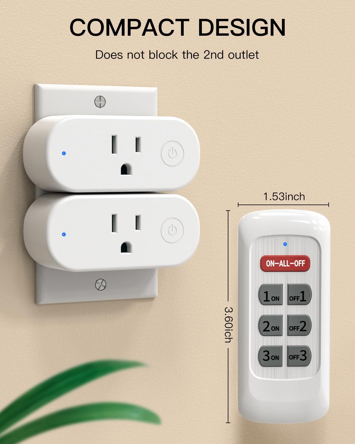 Remote Control Outlet Plug, Remote Light Switch Wireless, Electrical Outlet with Remote, 200ft Range, All On/Off Remote Control, Indoor Use, for Christmas Tree Light/Lamp, Fan, FCC Listed