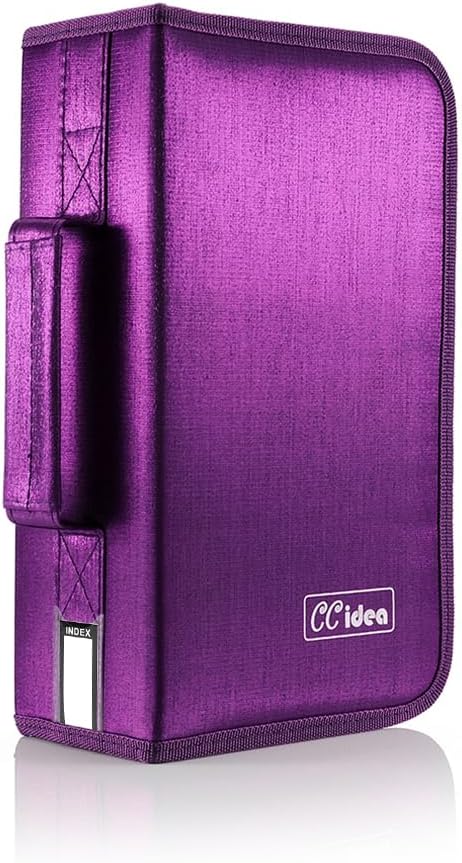 CCidea CD Case DVD Storage Holder, 128 Capacity DVD Cases Organizer CD Plastic Protective Carrying Binder,Portable Cd Wallet for Home Travel (Purple)