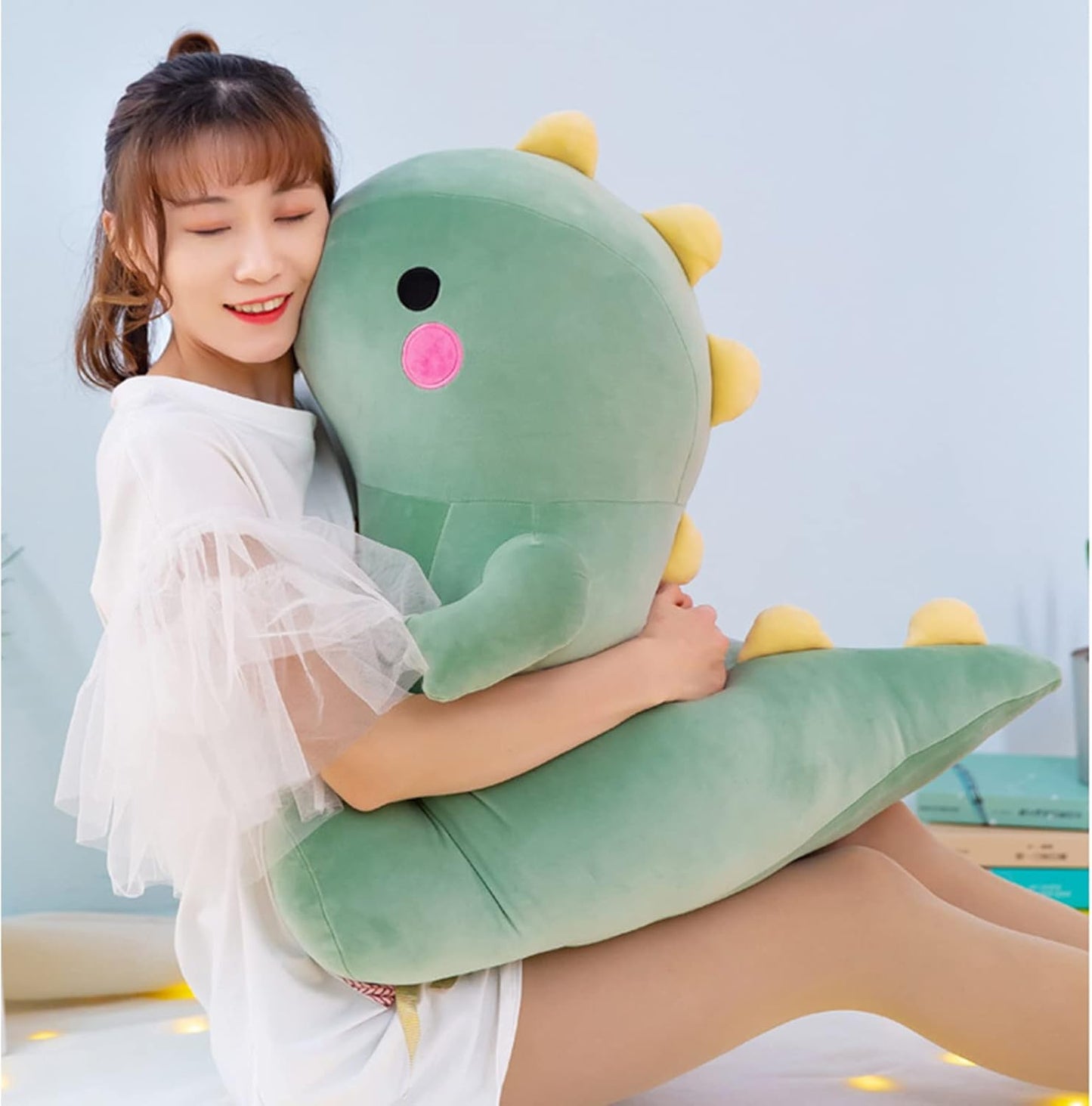 Cute Fat Dinosaur Plush Toys, Soft Stuffed Animals Toys Dolls, Dino Plushies, Cute Birthday Gifts for Kids Girls Boys (Green,8in)