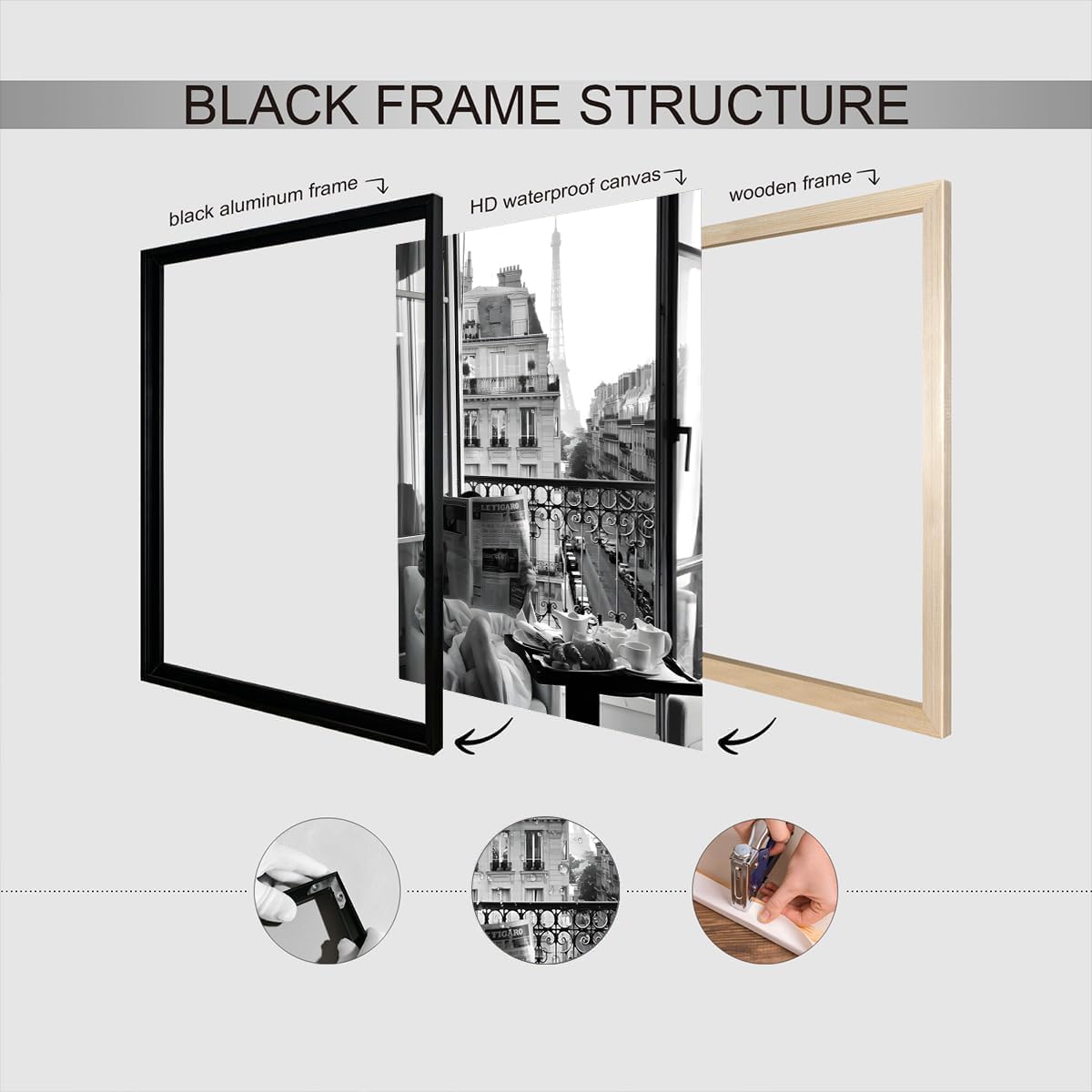 Trendy Girl Reading Newspaper Canvas Posters Eiffel Tower View Wall Art Black And White Feminist Prints Painting For Living Room Bedroom Dorm Wall Decor 8x12in Unframed