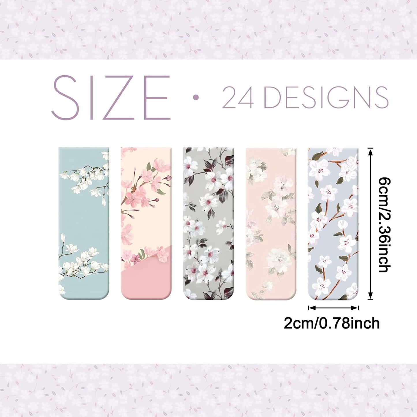 Dianelhall 24 Pcs Magnetic Bookmarks for Women Floral Book Markers Women's Day Gifts Flower Bookmark Assorted Book Magnets Page Markers Clip Bookmarks for Books Lovers Students Teachers Reading