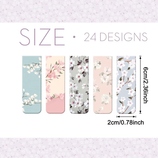 Dianelhall 24 Pcs Magnetic Bookmarks for Women Floral Book Markers Women's Day Gifts Flower Bookmark Assorted Book Magnets Page Markers Clip Bookmarks for Books Lovers Students Teachers Reading