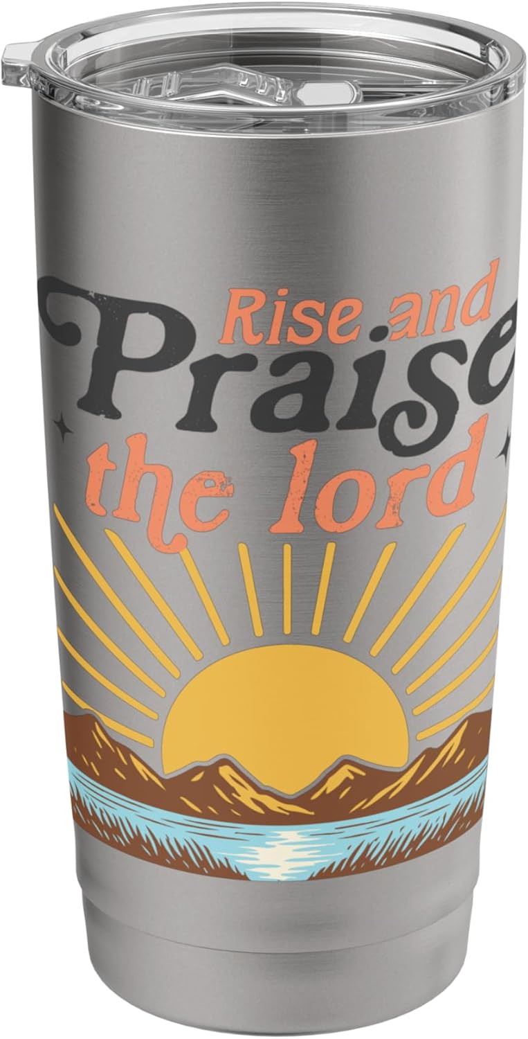 Rise and Praise the Lord – Retro Christian Sunburst Stainless Steel Insulated Tumbler