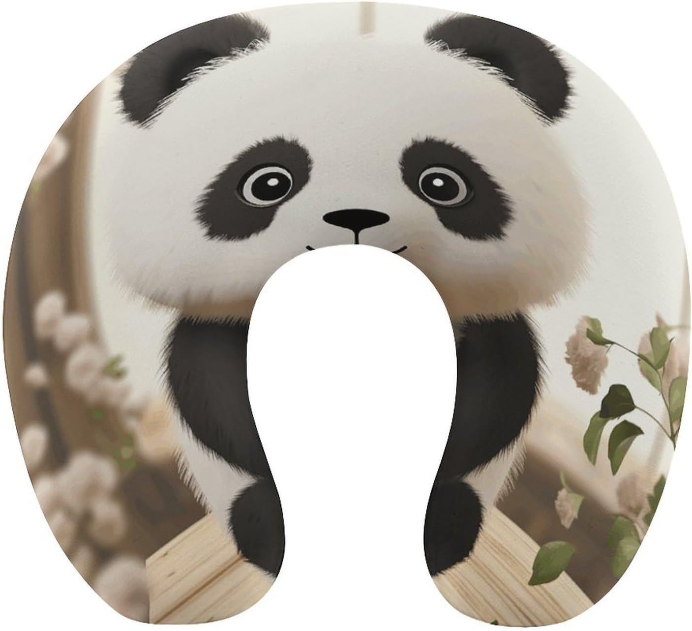 Cute White Panda Neck Pillow Memory Foam U Shaped Pillows Portable Pillows for Shoulder Travel Head Support Pillow with Concealed Zipper for Airplane Car Home Office