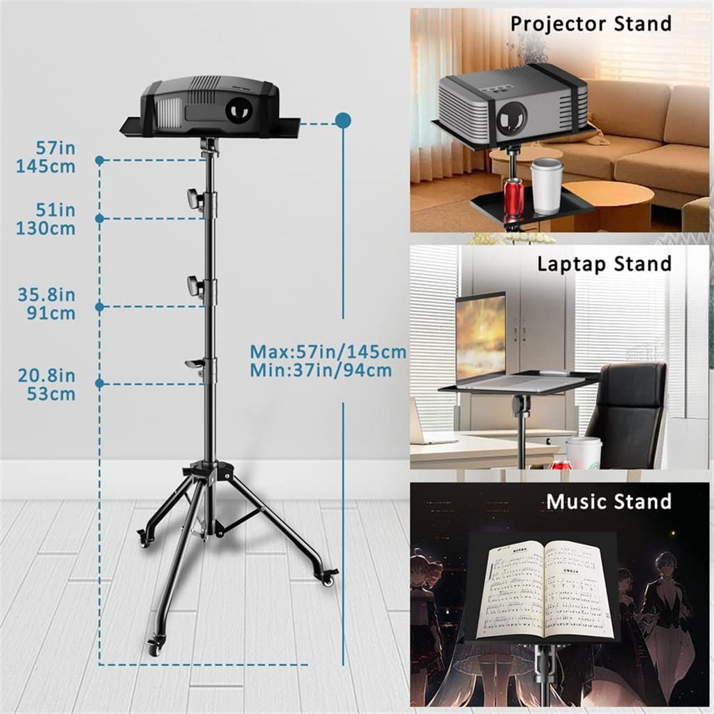 Projector Stand Tripod Laptop Adjustable Height Mixer Standing Desk Outdoor Computer with Plate(125cm)