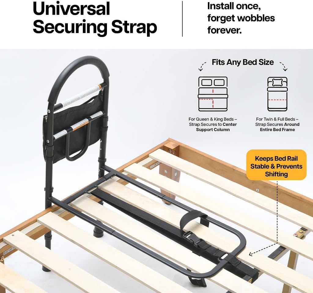 Medical king Bed Rails for Elderly Adults Safety Bed Assist Rails for Seniors with Adjustable Heights ASTM Approved Easy to get in or Out of Bed with Floor Support