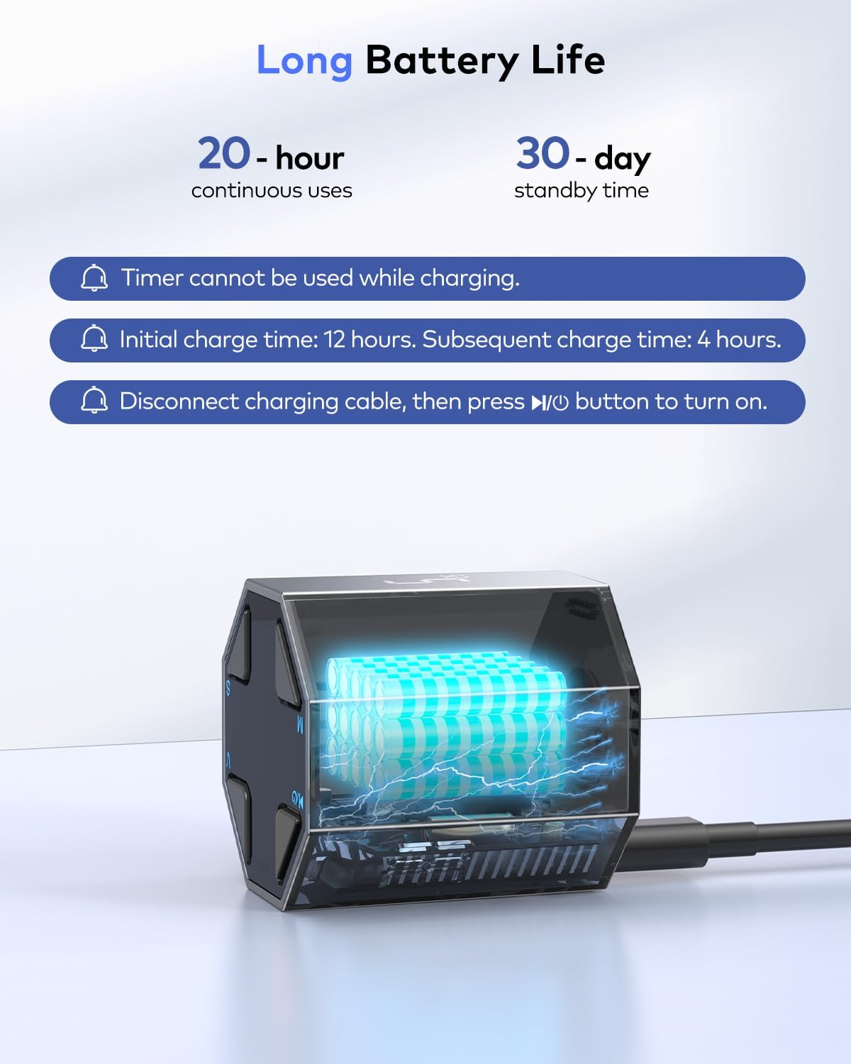 Pomodoro Timer Cube, Custom Pomodoro, Pause & Resume, Silent, Vibrate & Adjustable Sound Alert, for ADHD, Task, Work, Study, 3/5/10/15/30/45/60min & Custom Countdown,Gray