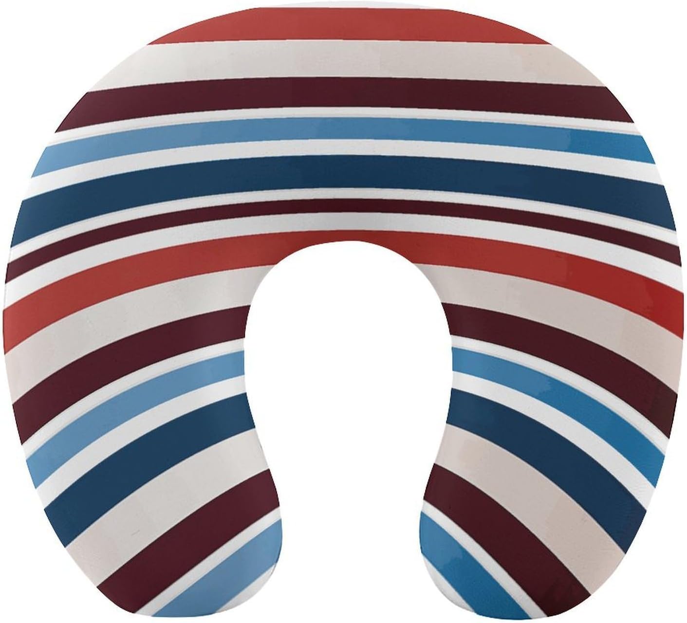 Red Blue White Gray Stripes Neck Pillow Memory Foam U Shaped Pillows Portable Pillows for Shoulder Travel Head Support Pillow with Concealed Zipper for Airplane Car Home Office