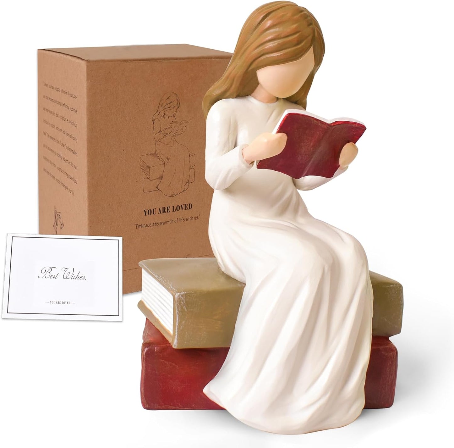 Cuayaes Gifts for Readers Book Lovers Women, Graduates, Students, Teachers, Caregivers, Bookshelf Decor Hand-Painted Sculpted Aesthetic Reading Figurines for Home Library Office Desk