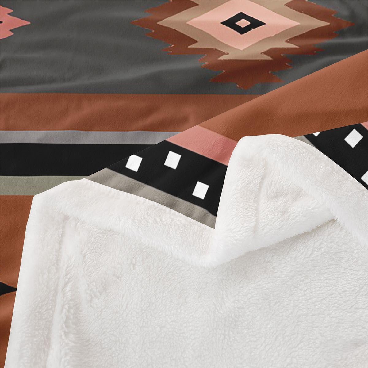 Feelyou Western Aztec Decor Throw Blanket Southwestern Navajo Tribal Style Soft Fleece Sherpa Cozy Fuzzy Plush Warm Southwestern Fuzzy Plush Throw Baby 30"x40" for Bed Couch Living Room