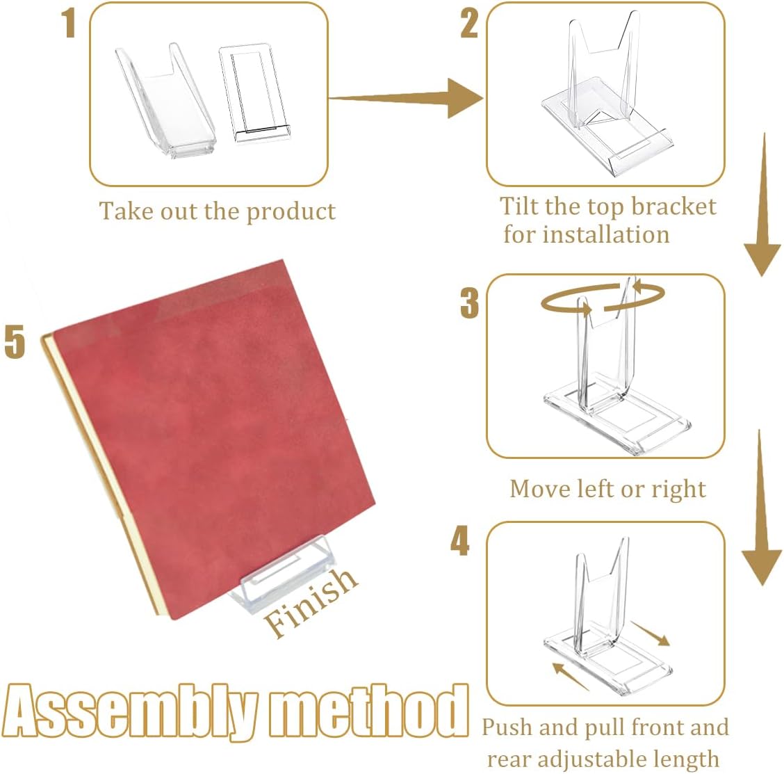 20 Packs Acrylic Display Stand, Adjustable Clear Desktop Book Stand & Collector Stand for Home Office Comic Magazine Postcard Art DVD Album Jewelry Pictures Platter