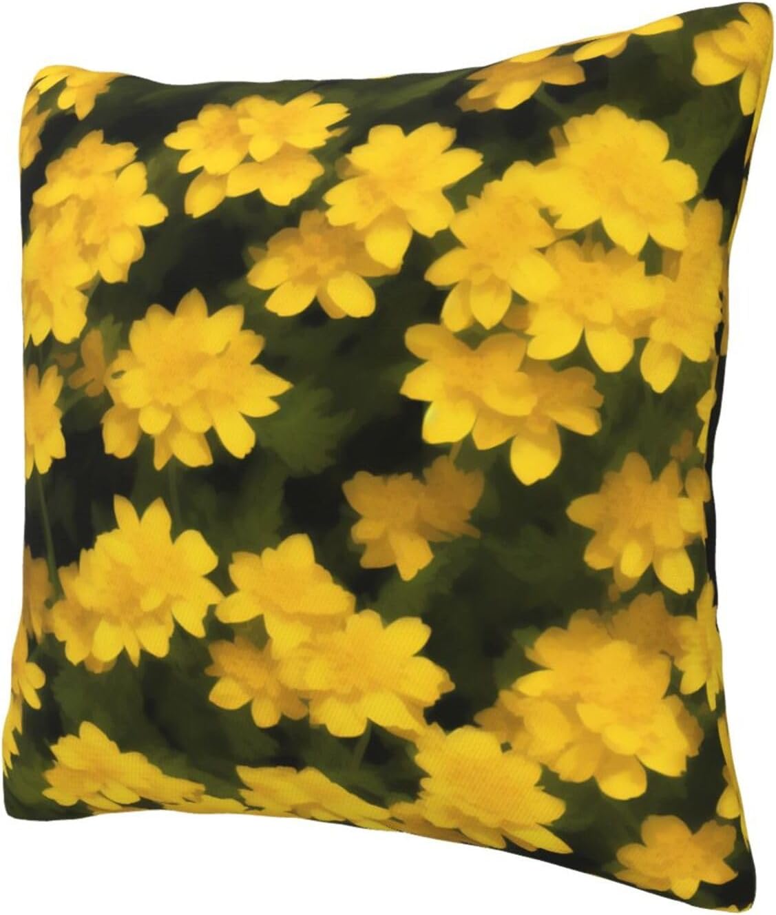 All-Season Square Pillow Covers 18"X18", Yellow Flowers, Decorative Throw Pillow Covers for Sofa Bed Couch, Hidden Zipper Cushion Cover, Square Lumbar & Accent Pillowcases for Home Decor