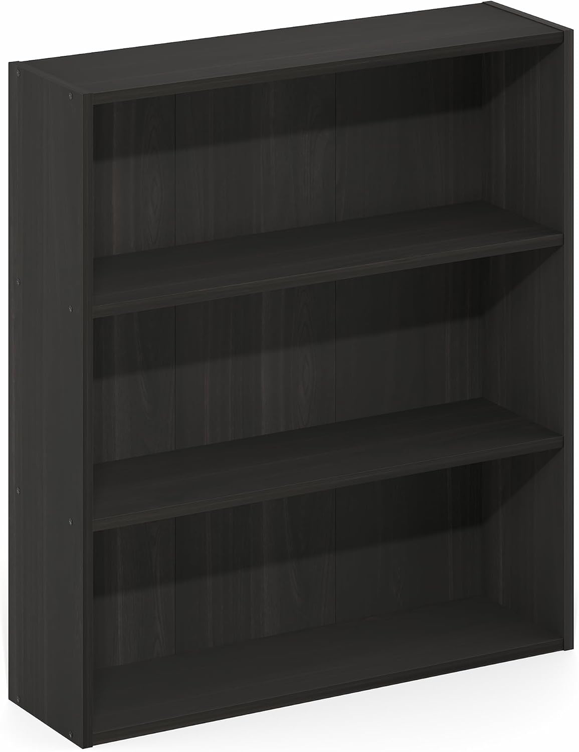 Furinno Basic Book Shelf, 3-Tier Bookshelf, Storage Organizer Bookcase with Open Shelf, 7 x 24 x 26, for Living Room, Bedroom, Home Office, Espresso