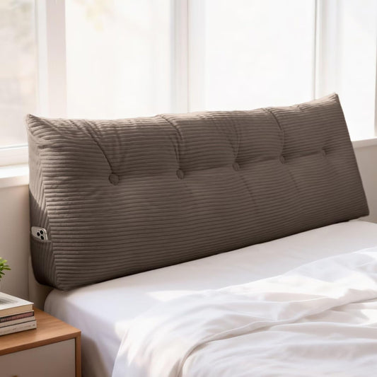 Wedge Pillow Headboard Queen Triangular Bed Wedge Pillow for Headboard, Headboard Pillow Reading Pillow for Daybeds and Bunk Beds with Removable Velvet Cover