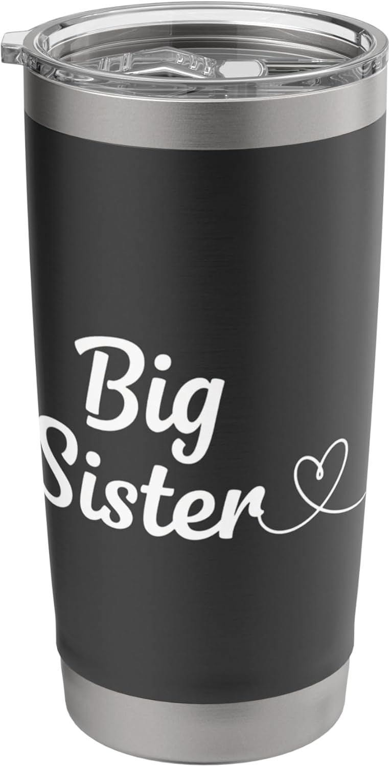 Big Sister Script Heart Family Sister Announcement For Women Stainless Steel Insulated Tumbler