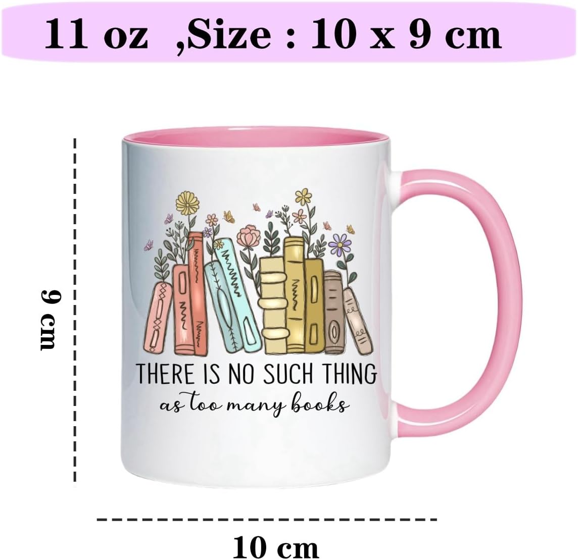 Book Lovers Ceramic Coffee Mug, 11 Oz, Modern, Reusable, Perfect for Book Lovers, Ideal for Reading, Gift for Bookworms