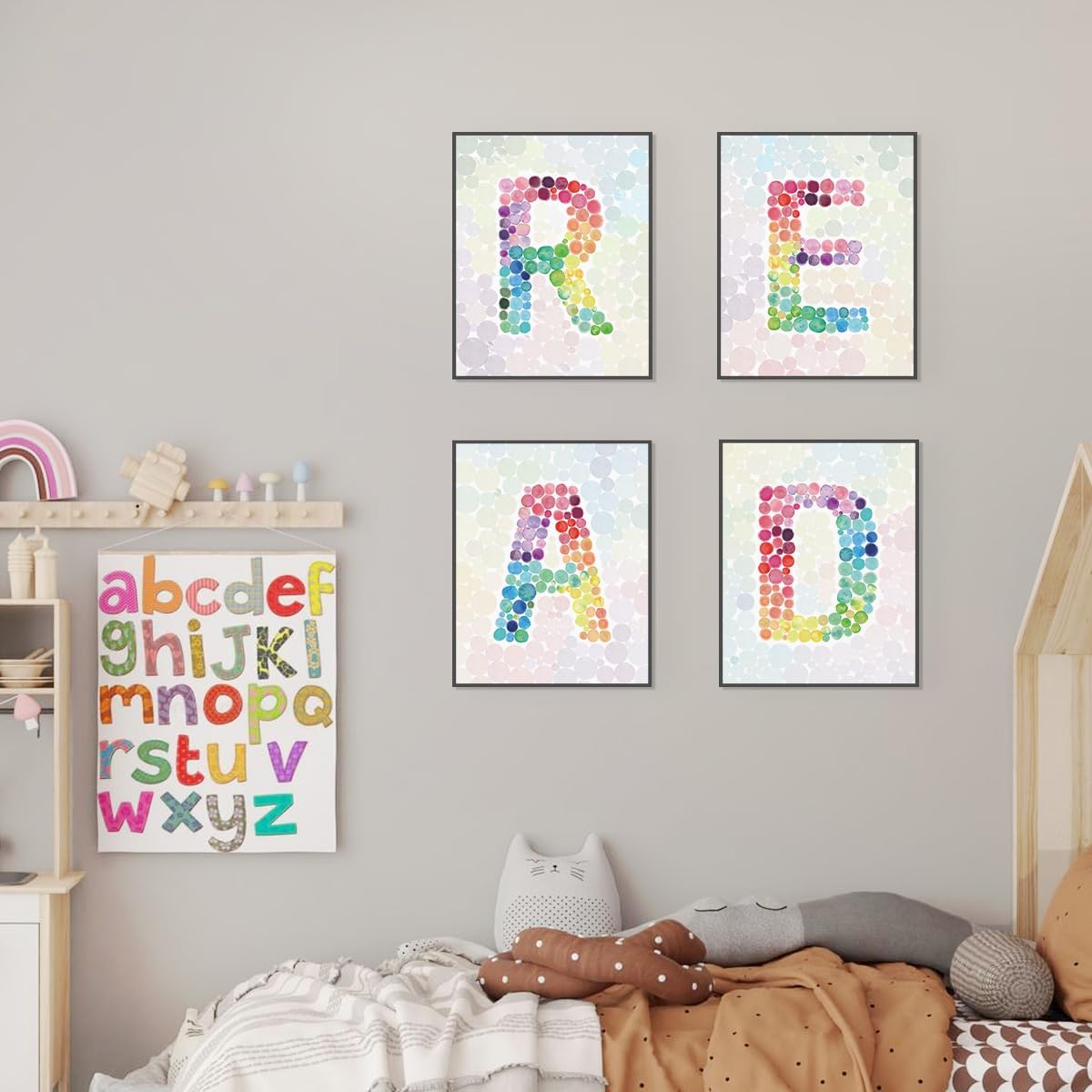 PLKMN Classroom Decor, Rainbow Pastel Classroom Read Sign Reading Corner Decor for Kids, Reading Room Decor, Reading Nook for Kids, 8x10 Inch (Unframed)
