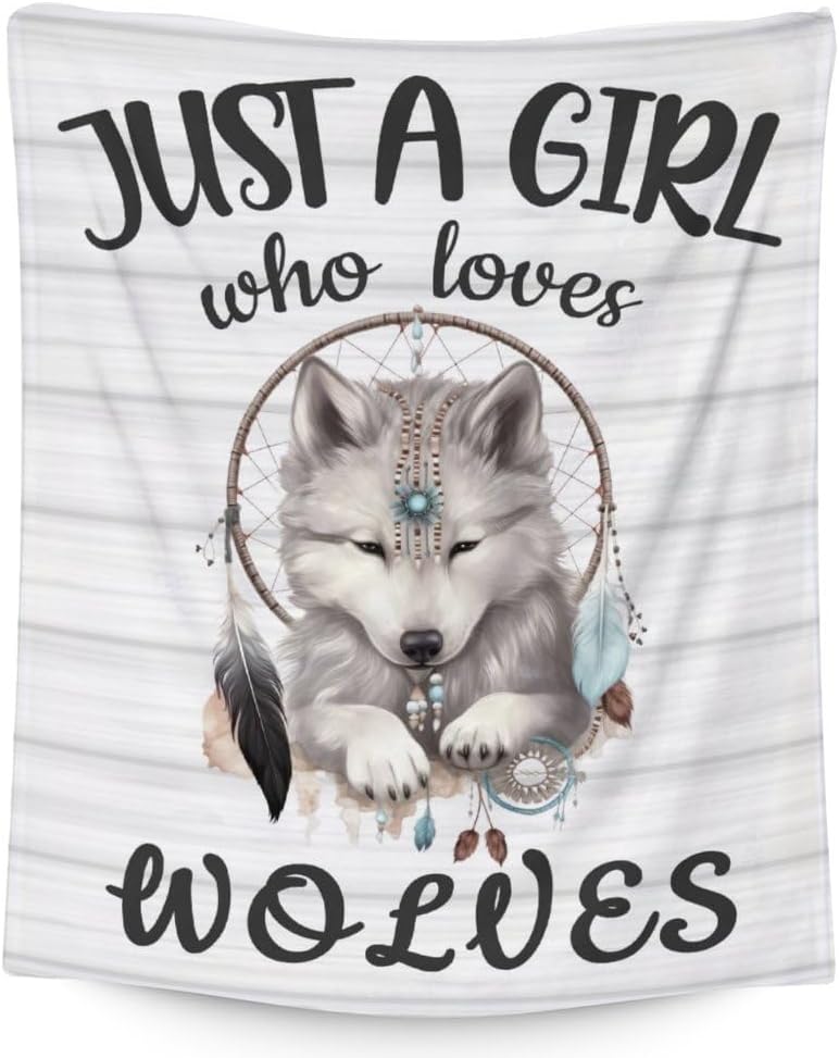 Wolf Gifts for Girls - Wolf Blanket for Women - Animal Blankets for Kids Adults - 50"x60" Soft Plush Throws for Couch