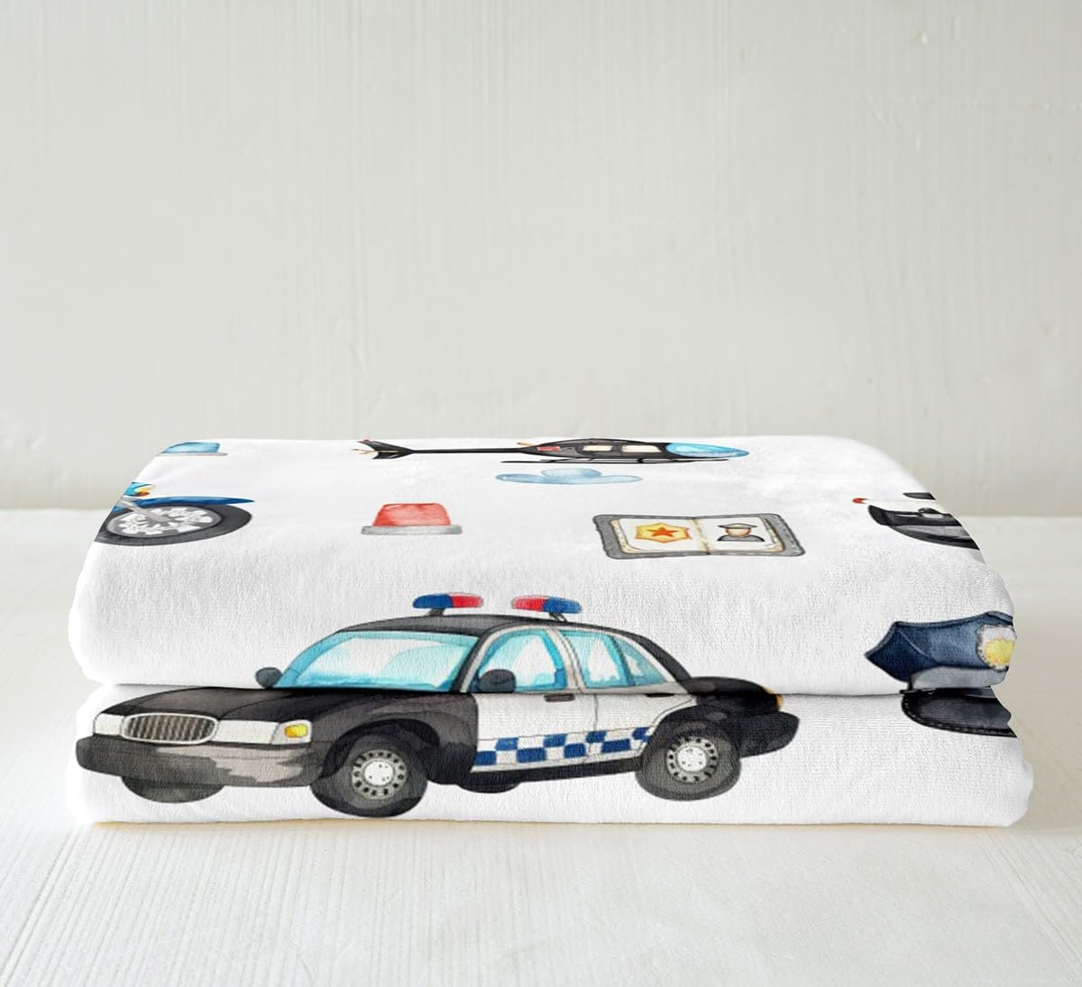 Boys Aircraft Sherpa Blanket Kids Toddler Cool Police Car Motorcycle Fleece Throw Blanket Girls Teens Helicopter Flying Plane Fuzzy Blanket for Sofa Bed Couch Watercolor Decor,Throw 50x60 Inches