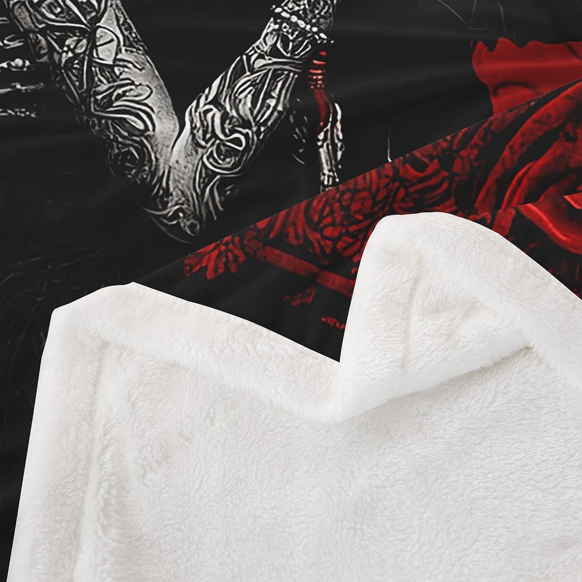Erosebridal Skull Couple Blanket,Kissing Lovers Skeleton Throw Blanket 40x50,Vintage Rose Flower Fleece Blanket,Gothic Spooky Lover Sherpa Blanket Valentine's Day Fuzzy Blanket