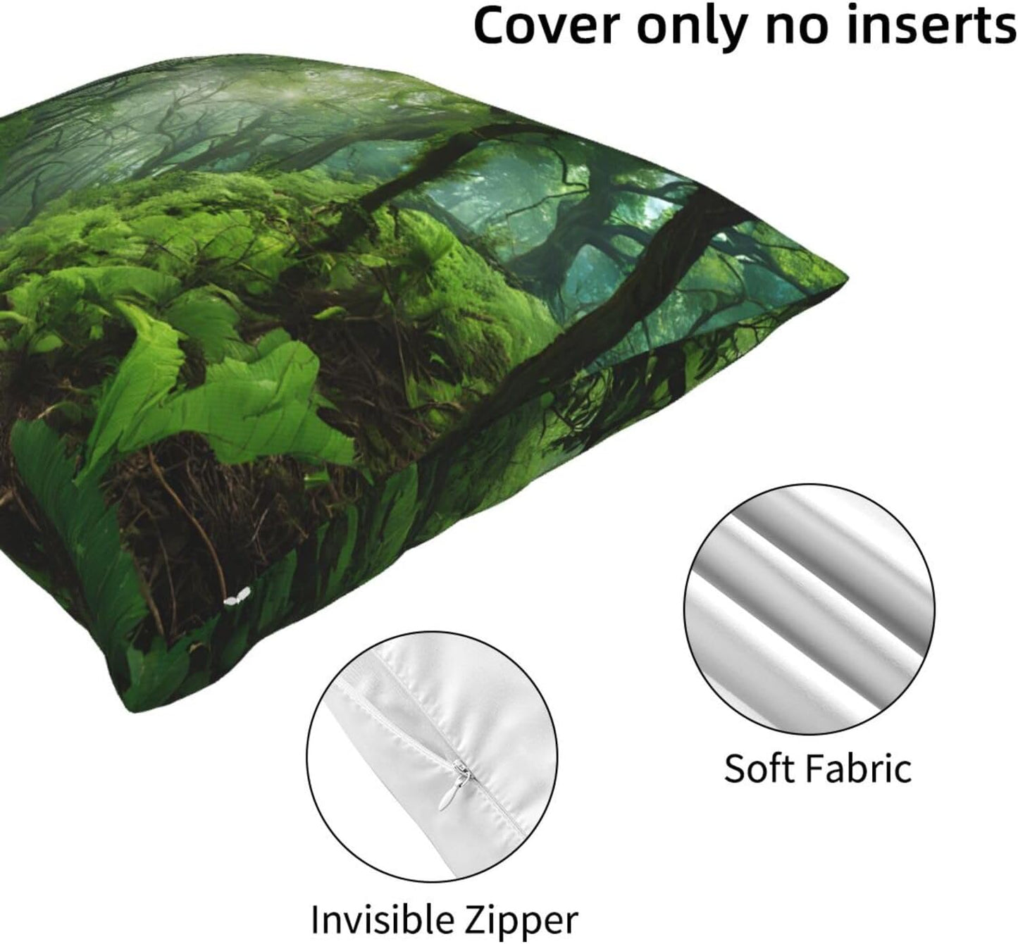 All-Season Square Pillow Covers 18"X18", Tropical Rainforest, Decorative Throw Pillow Covers for Sofa Bed Couch, Hidden Zipper Cushion Cover, Square Lumbar & Accent Pillowcases for Home Decor