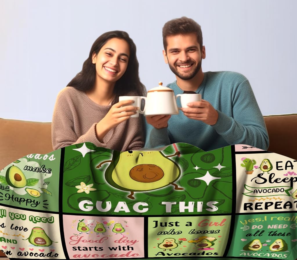 Avocado Blanket Cartoon Avocados Throw Blankets Funny Fruits Blankets for Girls Boys Women Best Christmas Birthday Avocado Gifts for Bedroom Living Rooms All Season 50"x40"