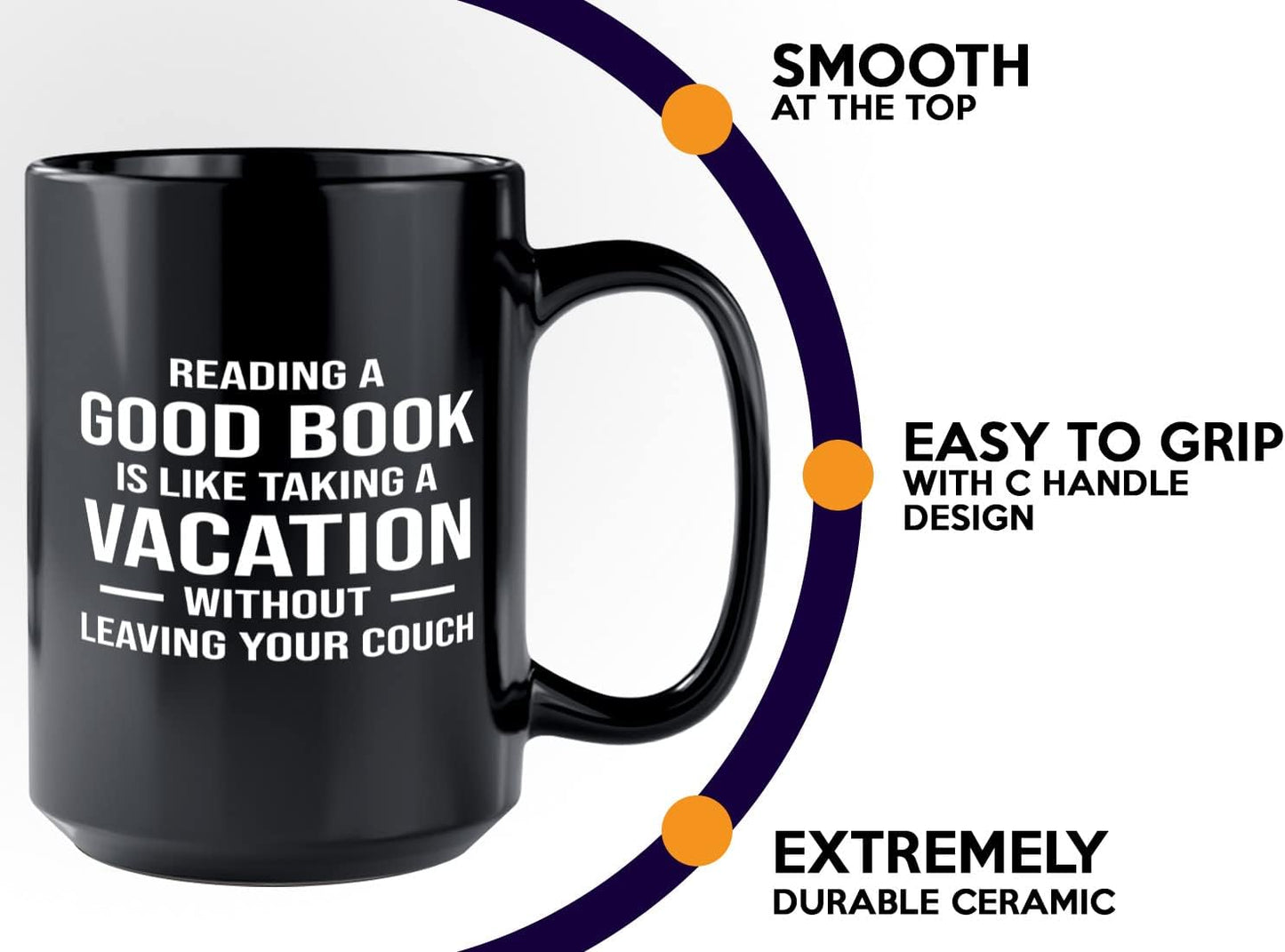 Book Club Coffee Mug 15oz Black -Reading a Good Book - Book Lover Gift For Teacher Bibliophile Woman of Letters Bulk Readers Academic