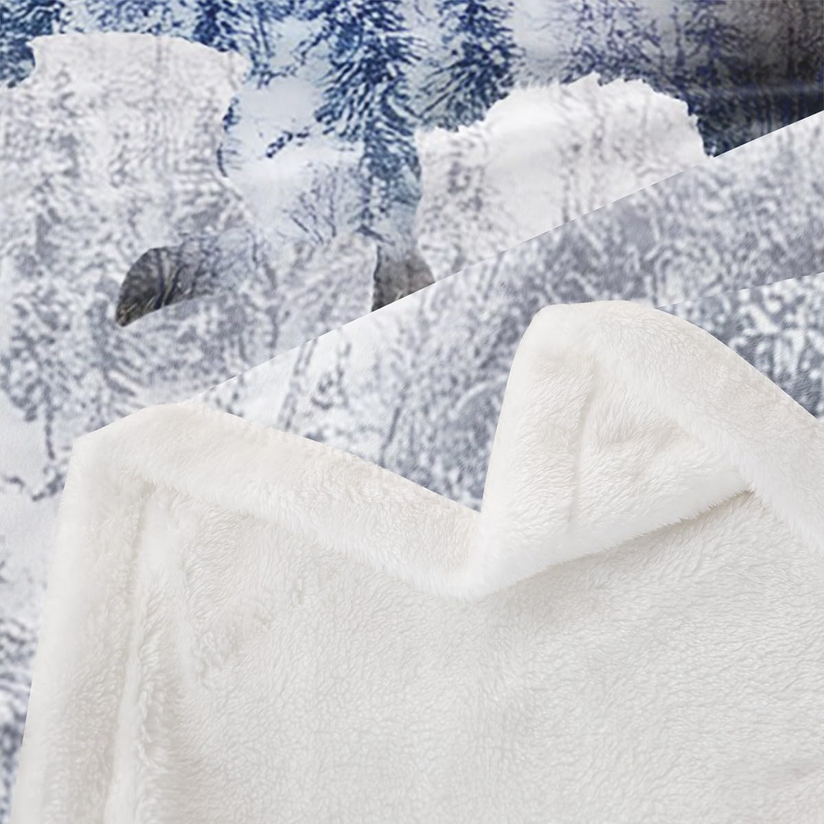 Feelyou Cute Buffalo Sherpa Blanket 40"x50" Wild American Bison Fleece Throw Blanket 3D Wild Animal Wildlife Snowfield Forest Winter Plush Blanket for Bed Sofa Couch Room Decor White Fuzzy Blanket