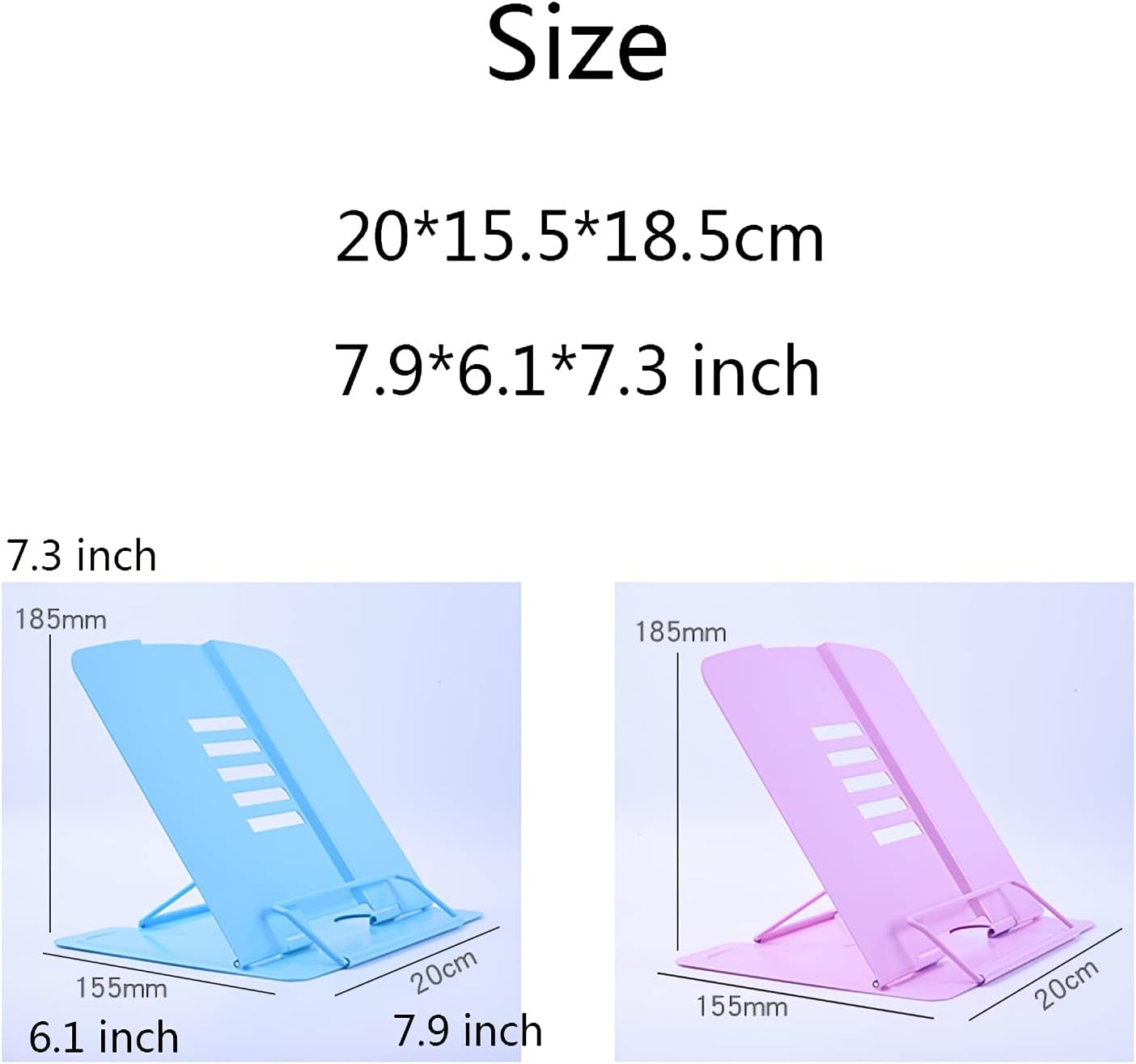 Book Stands and Holders for Reading Desk Book Stand Foldable Metal Desktop Cookbook Holder Adjustable Reading Recipe Textbook Smartphone Bookstand Holders 8 x 7.3 inch for Kitchen and Office (Blue )