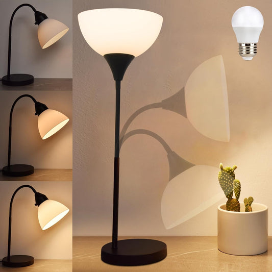 LED Desk Lamp for Home Office, 3 Levels Dimmable Reading Light, Flexible Table Lamp for Bedside Office, Rotary Switch Control, Desk Lamp for College Dorm Study Lamp, Bulb Included, Black