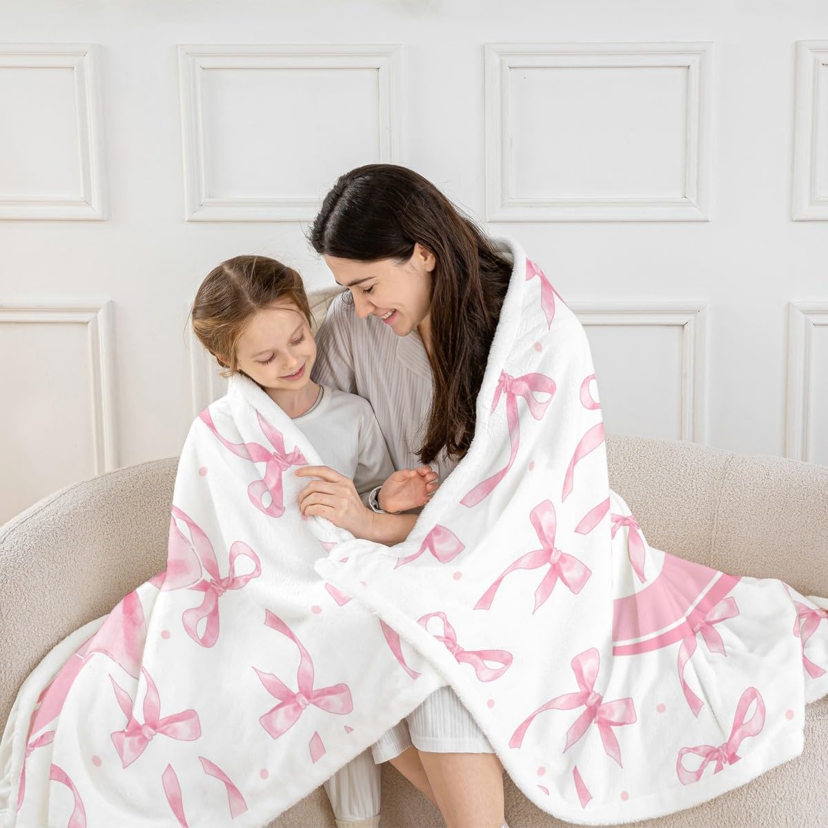 Erosebridal Cute Pink Bow Blankets for Girls Kids,Initial Letter O Blanket Throw,Pink Coquette Bow Knot Fleece Blanket 30"x40",Personalized Monogram Bows Sherpa Fuzzy Throw for Bed Couch Sofa