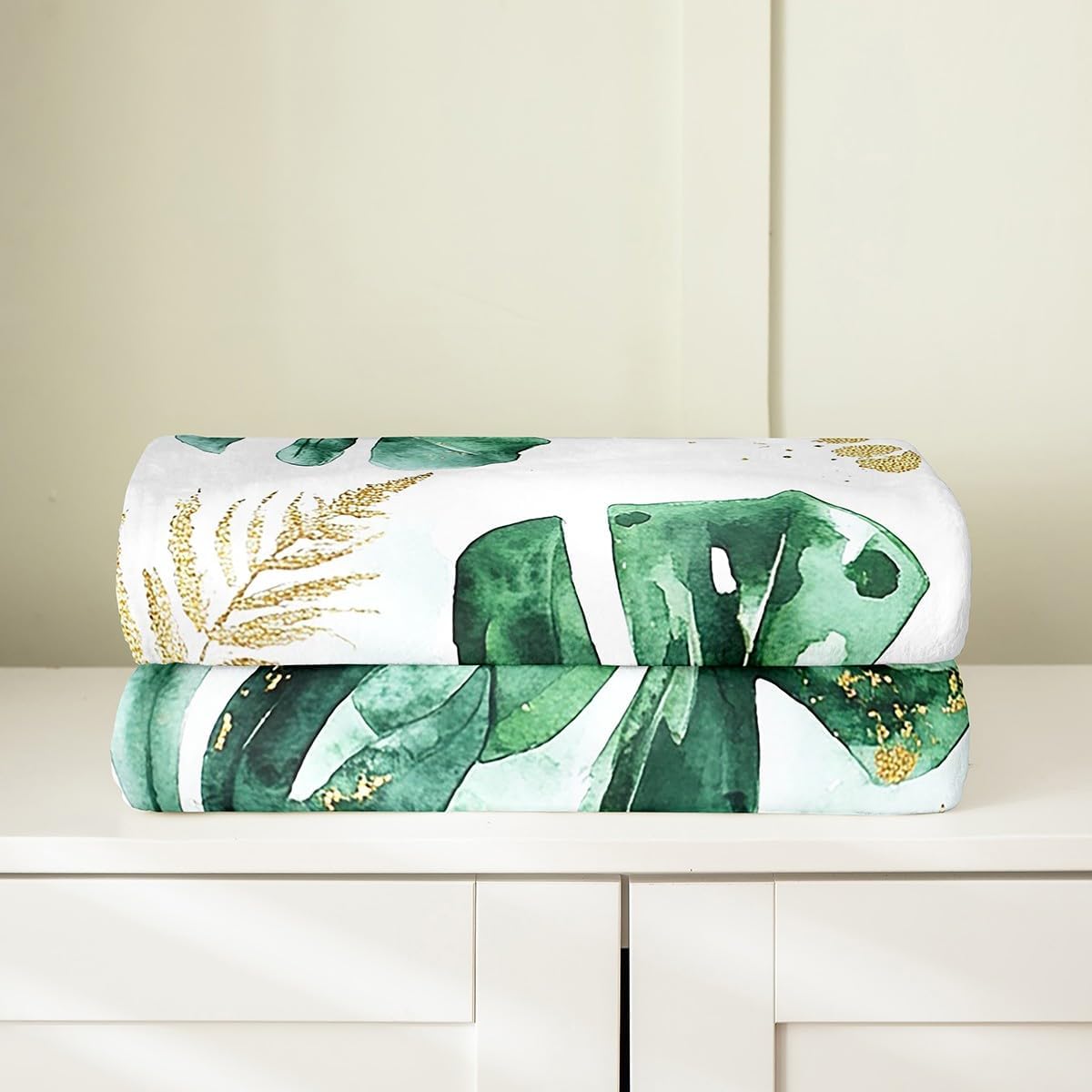 Erosebridal Palm Trees Fleece Throw Blanket Spring Summer 40x50 Inch Tropical Green Leaves Flannel Blanket,Luxury Soft Hawaii Theme for Women Adults