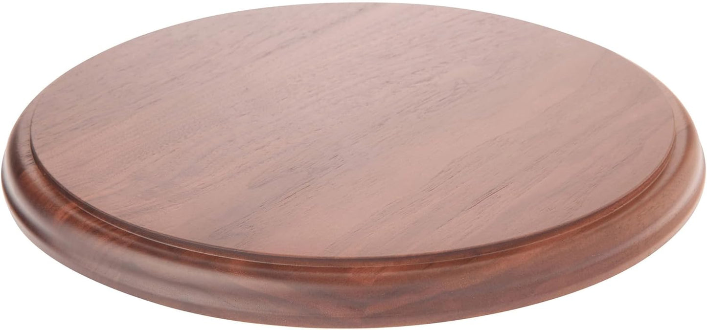 Plymor Solid Walnut Round Wood Display Base with Ogee Edge, 10.75" W x 10.75" D x 0.75" H