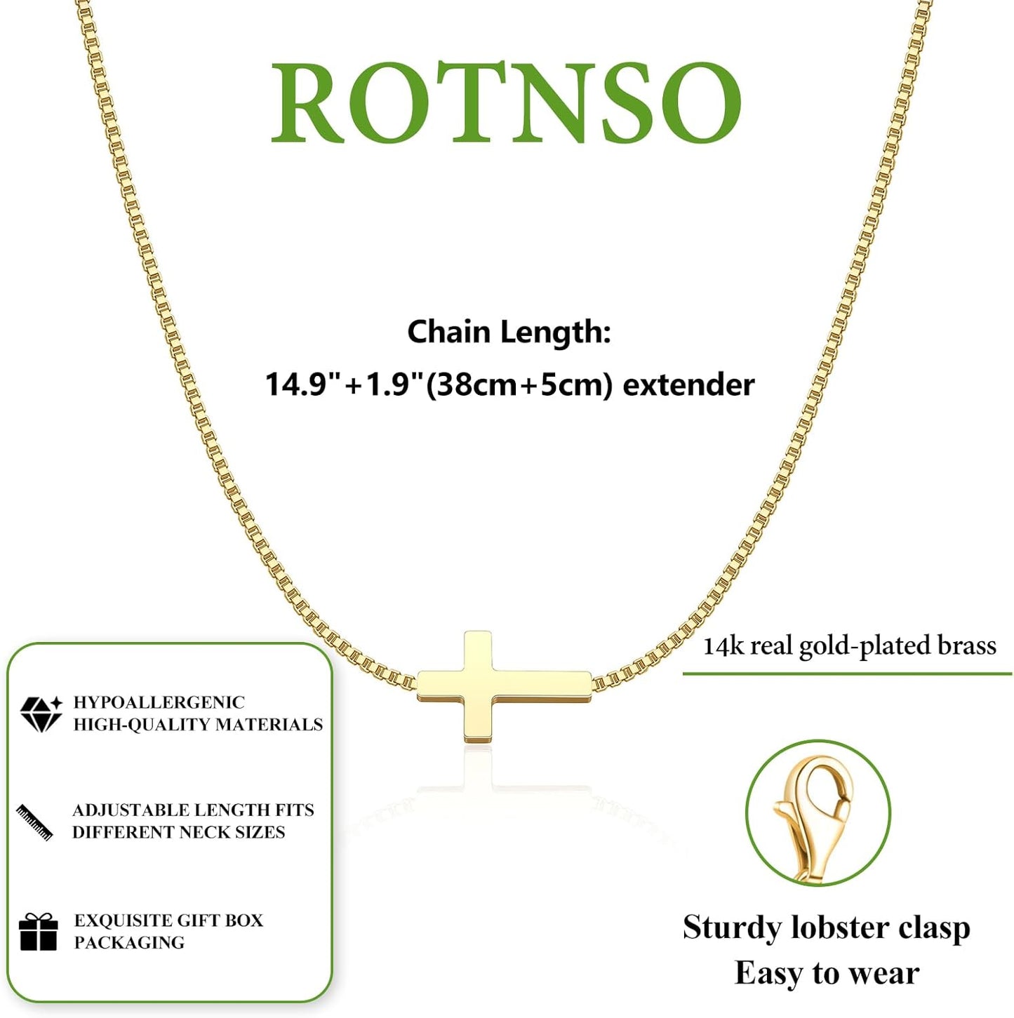 Cross Necklace for Women 14K Gold Silver Plated Dainty Small Cross Pendant Choker Simple Trendy Cute Cross Charm Chain Necklace Easter Basket Stuffers Baptism Religious Faith Jewelry Gift