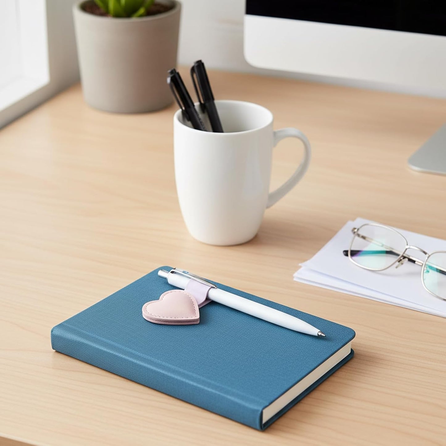 Magnetic Bookmark Pen Holder, Reading Accessory for Book Lovers, Convenient Bookmarking Tool, Pink Color, Set of Two