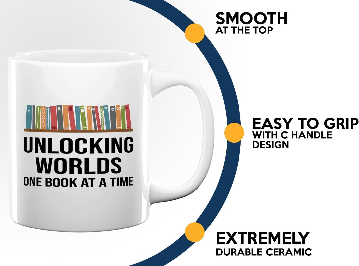 Book Lover Coffee Mug 11oz White -Unlocking Worlds - Gift For Poets Bookish People Bibliophile Librarian Book Club Reader