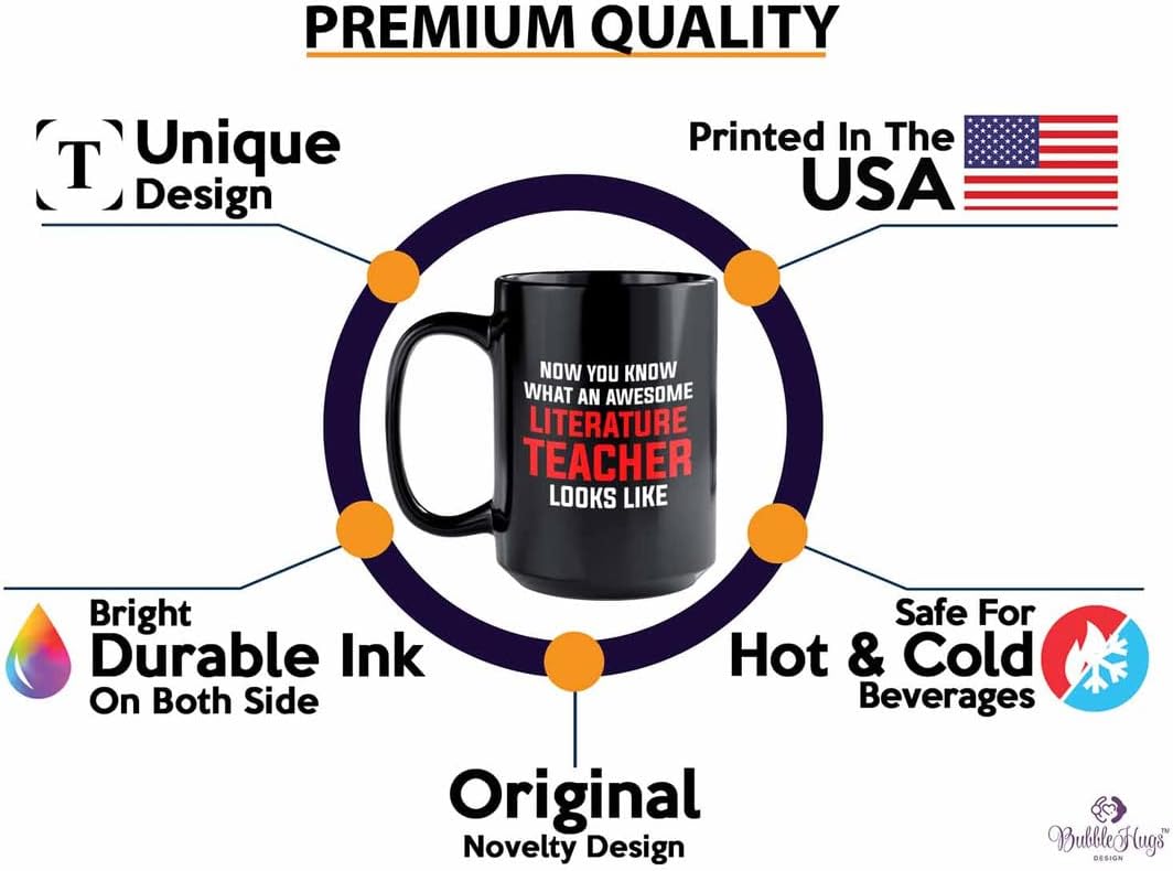 Subject Teacher Coffee Mug 15oz Black - literature teacher looks - Reading Teacher English Classroom Metaphors Literal Books Lover Language Grammar