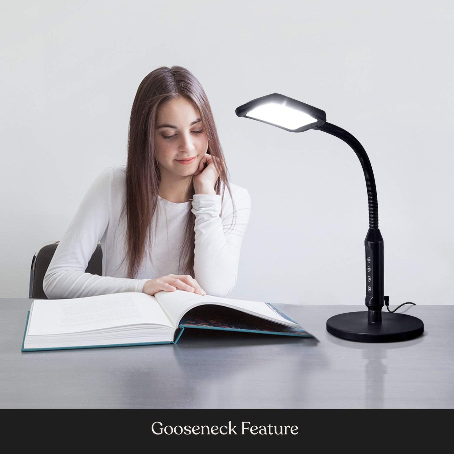 2-in-1 LED Floor & Desk Lamp — Adjustable Height, Gooseneck, Portable Standing Lamp for Living Room / Dorm /...