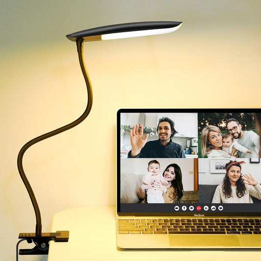 Clip on Lamp USB Reading Light 3 Color Modes 3000-6000K and 10 Brightness 8W 40 LED Flexible Gooseneck Desk Light Clip on Lamp for Desk Eye Caring Bed Lamp for Headboard (No Plug)