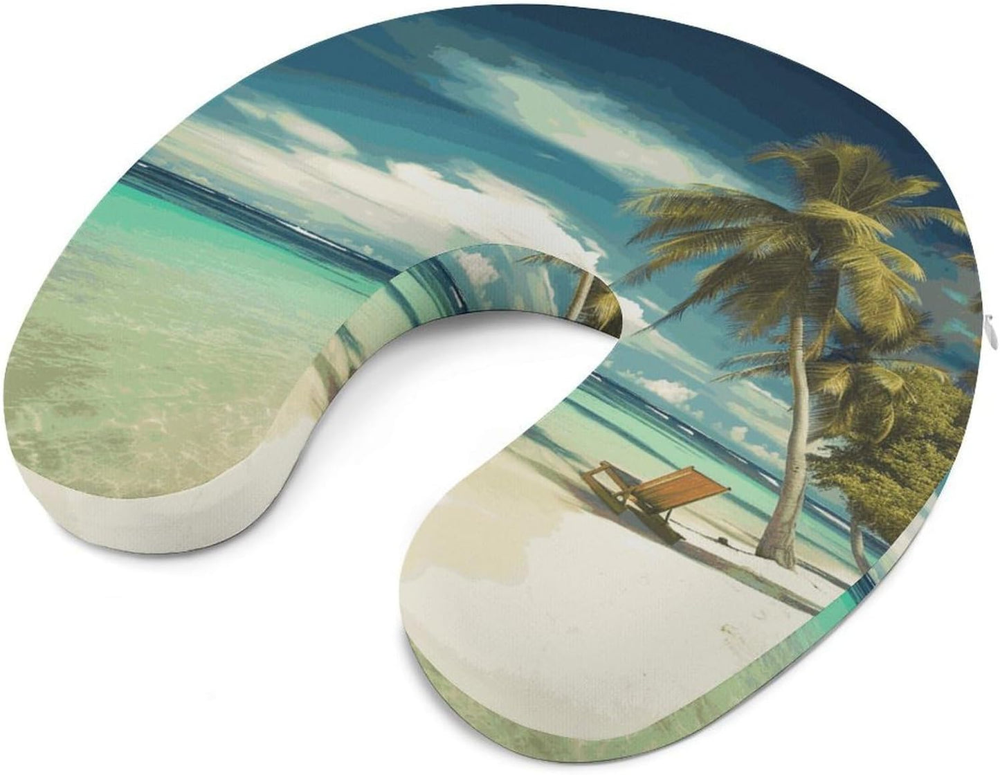 Tropical Holidays Neck Pillow Memory Foam U Shaped Pillows Portable Pillows for Shoulder Travel Head Support Pillow with Concealed Zipper for Airplane Car Home Office