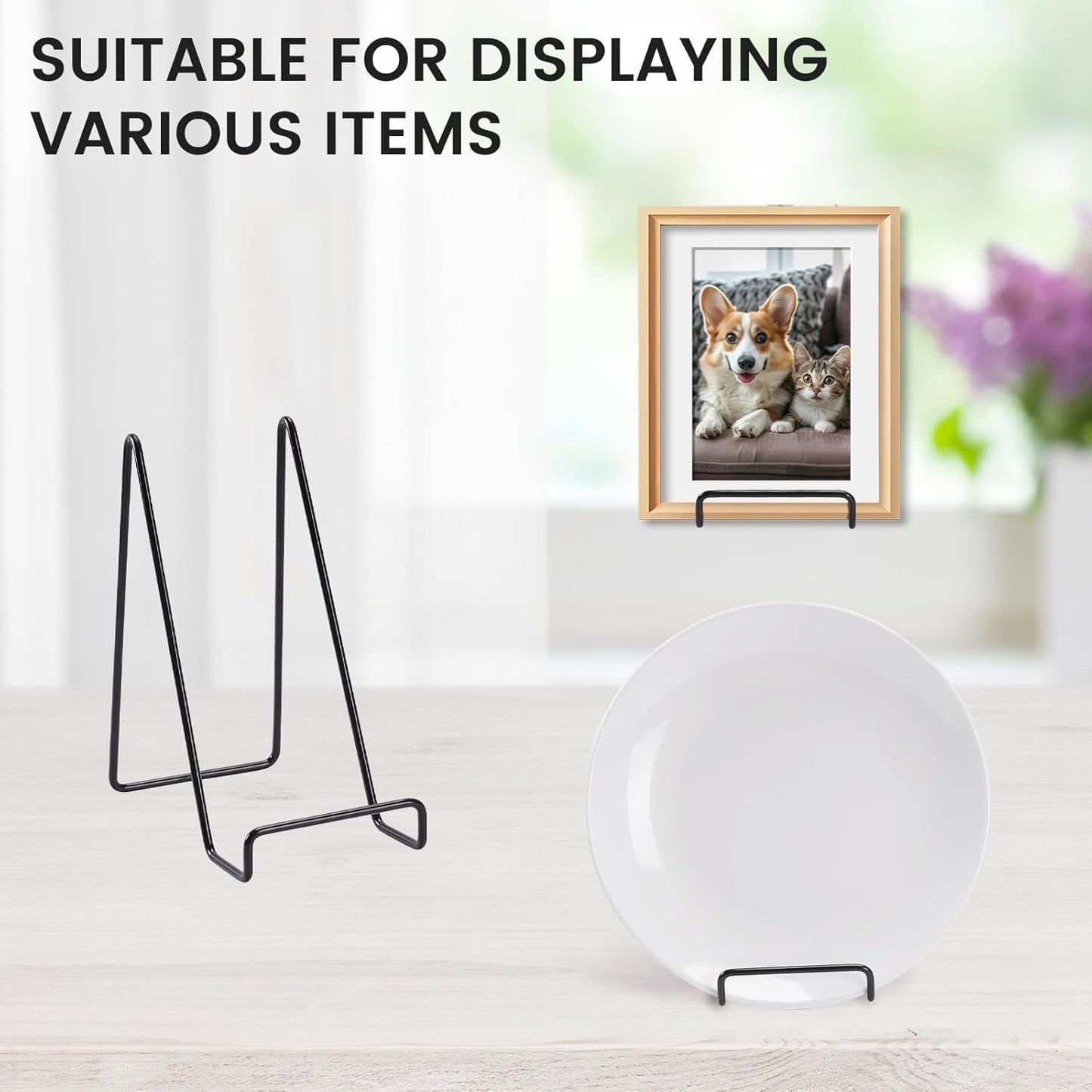 12 Pack 6 Inch Plate Stands for Display,Book Display Stand,Black Metal Decorative Plate Stand,Small Easels for Display,Suitable for Books, Desktop Art, Images, Photos,and Collages