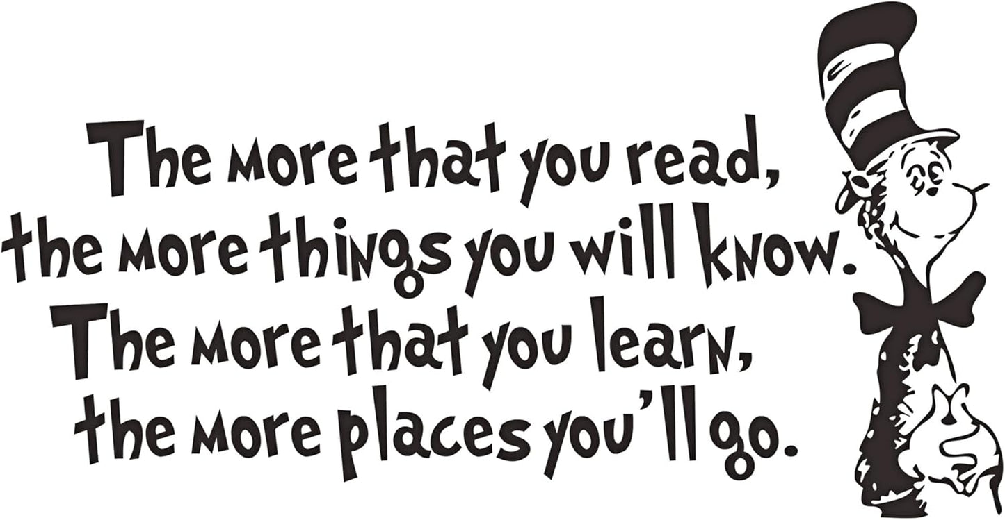 Removable Vinyl Black The More That You Read, The More Things You Will Know Inspirational Education Wall Decals Stickers Decor for Kids Bedroom Living Room Classroom Offices