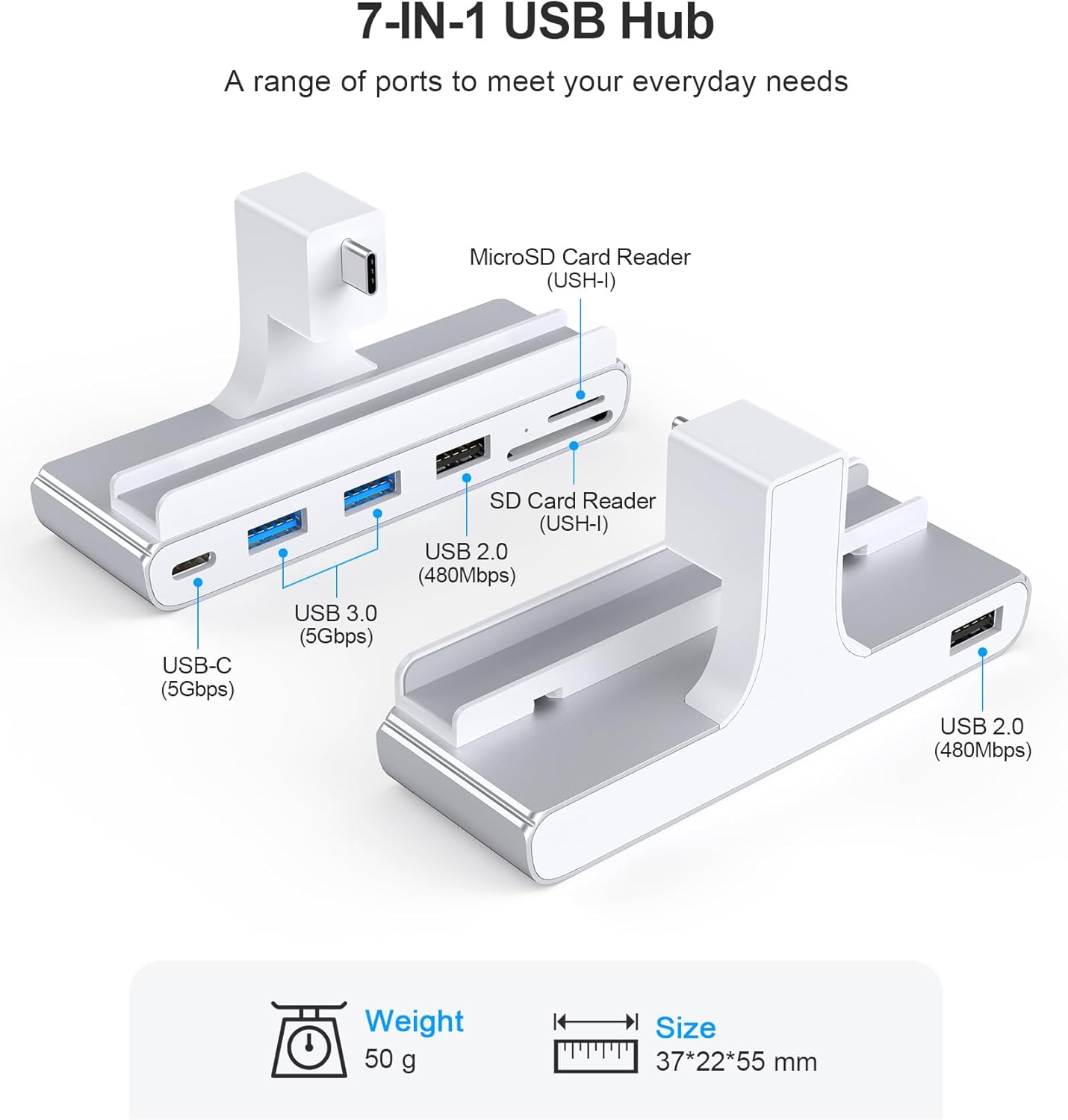 7-in-1 USB C Hub for iMac M1/M3/M4 - USB 3.0 5Gbps, SD/TF Card Reader, Docking Station for iMac 24 inch (M1/M3/M4)